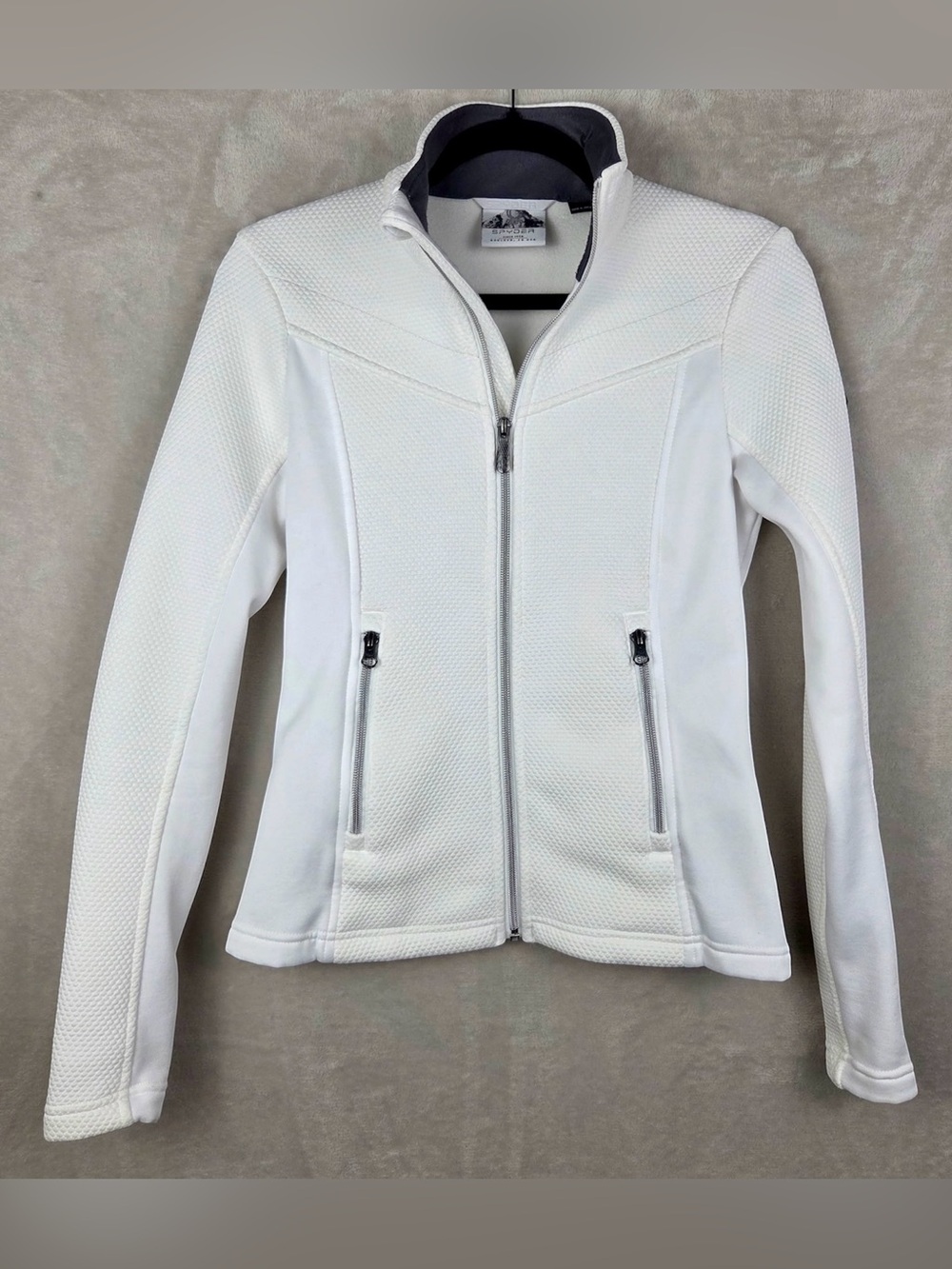 Spyder Women's White Zip-Up Textured Jacket Team USA 🇺🇸